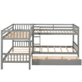 Twin L Shaped Bunk Bed With Drawers Gray Old Sku :Lp000038Aae Gray Solid Wood