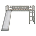 Twin Size Loft Bed With Slide And Ladder, Gray Old Sku:Lp000504Aae Gray Solid Wood