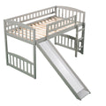 Twin Size Loft Bed With Slide And Ladder, Gray Old Sku:Lp000504Aae Gray Solid Wood