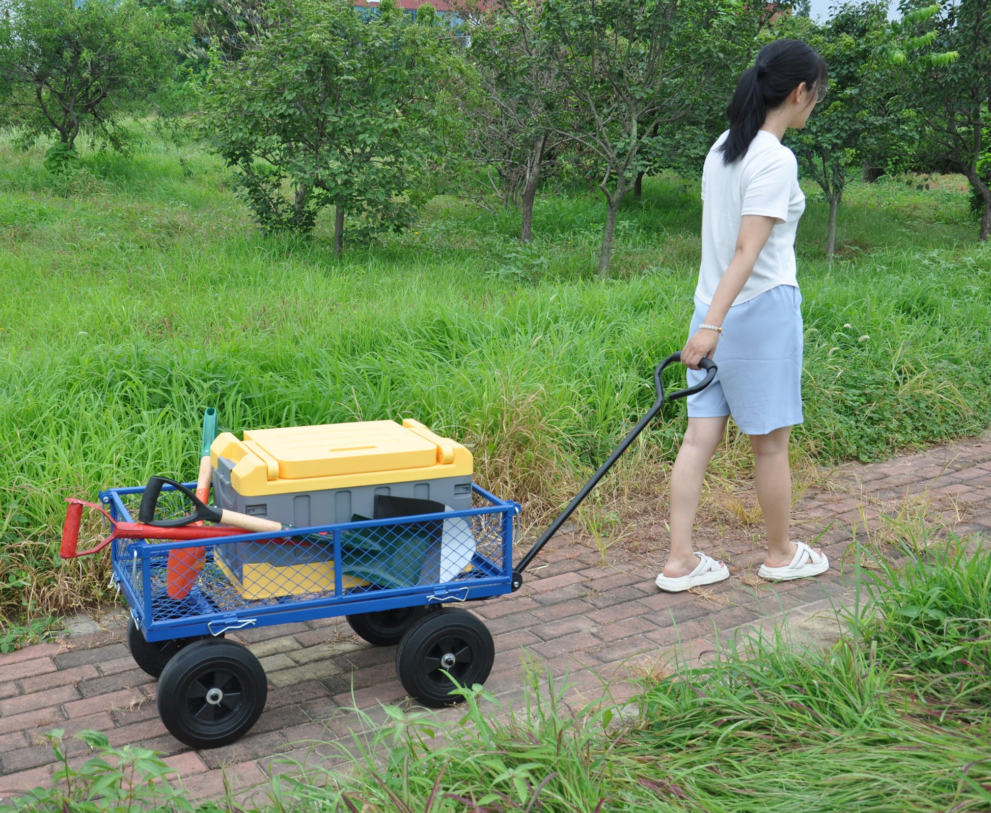 Tools Cart Wagon Cart Garden Cart Trucks Make It Easier To Transport Firewood Black Metal