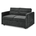 Loveseats Sofa Bed With Pull Out Bed,Adjsutable Back And Two Arm Pocket,Black 54.5