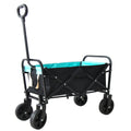 Mini Folding Wagon Garden Shopping Beach Cart Black Blue Black Steel