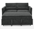 Loveseats Sofa Bed With Pull Out Bed,Adjsutable Back And Two Arm Pocket,Black 54.5