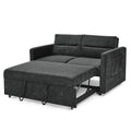 Loveseats Sofa Bed With Pull Out Bed,Adjsutable Back And Two Arm Pocket,Black 54.5