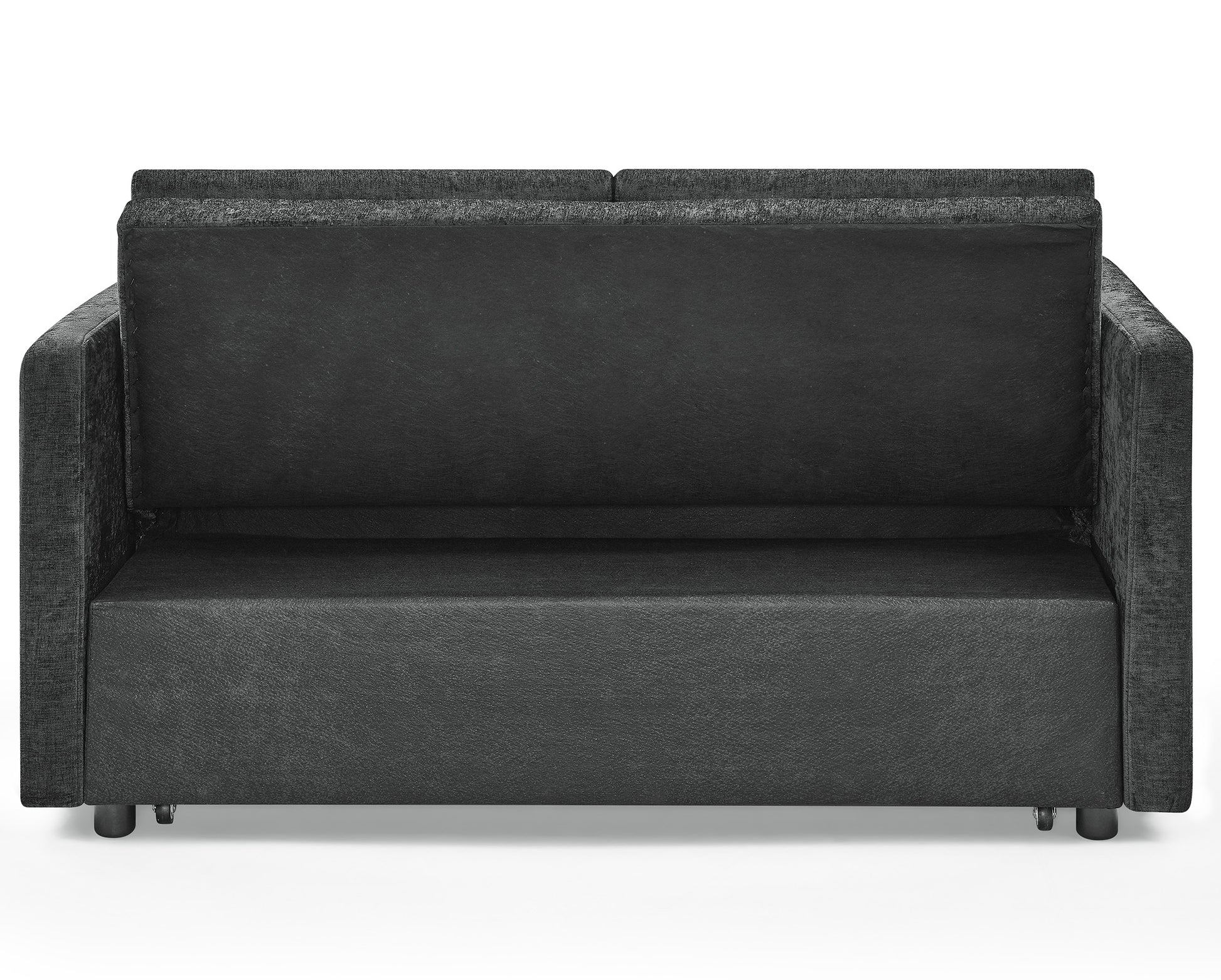 Loveseats Sofa Bed With Pull Out Bed,Adjsutable Back And Two Arm Pocket,Black 54.5"X33"X31.5" Black Chenille 2 Seat