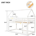 Twin Over Twin Loft Bed With Roof Design, Safety Guardrail, Ladder, White White Pine