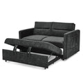 Loveseats Sofa Bed With Pull Out Bed,Adjsutable Back And Two Arm Pocket,Black 54.5