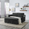 Loveseats Sofa Bed With Pull Out Bed,Adjsutable Back And Two Arm Pocket,Black 54.5