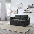 Loveseats Sofa Bed With Pull Out Bed,Adjsutable Back And Two Arm Pocket,Black 54.5