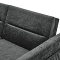 Loveseats Sofa Bed With Pull Out Bed,Adjsutable Back And Two Arm Pocket,Black 54.5