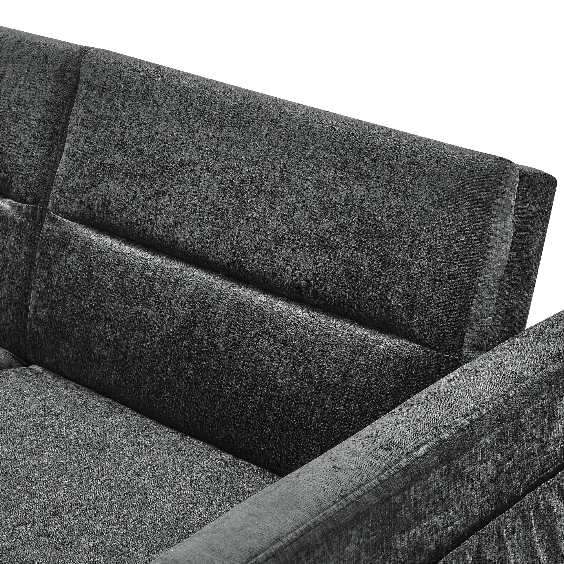 Loveseats Sofa Bed With Pull Out Bed,Adjsutable Back And Two Arm Pocket,Black 54.5"X33"X31.5" Black Chenille 2 Seat