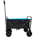Mini Folding Wagon Garden Shopping Beach Cart Black Blue Black Steel