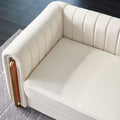 Contemporary Velvet Sofa Couch 84.25''W For Living Room, Beige Beige Velvet Wood Primary Living Space Tufted Back Modern Rolled Arms Foam Velvet 2 Seat