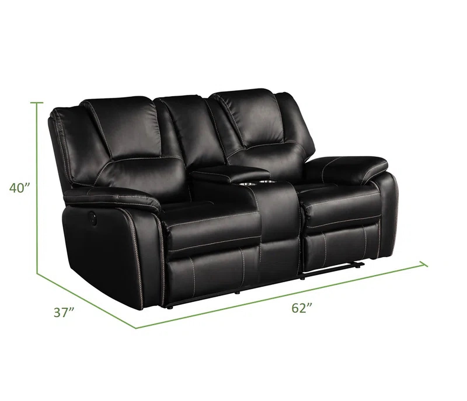 Hong Kong 3 Piece Power Reclining Sofa Set Made With Faux Leather In Black Black Faux Leather Metal Primary Living Space Medium Soft Cushion Back Contemporary,Modern Solid Wood Mdf Wood 6 Seat