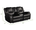 Hong Kong Power Reclining Loveseat Made With Faux Leather In Black Black Faux Leather Wood Primary Living Space Medium Soft Cushion Back Modern Solid Wood Mdf Wood