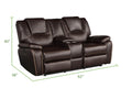 Hong Kong Power Reclining Loveseat Made With Faux Leather In Brown Brown Faux Leather Wood Primary Living Space Medium Soft Cushion Back Modern Solid Wood Mdf Wood