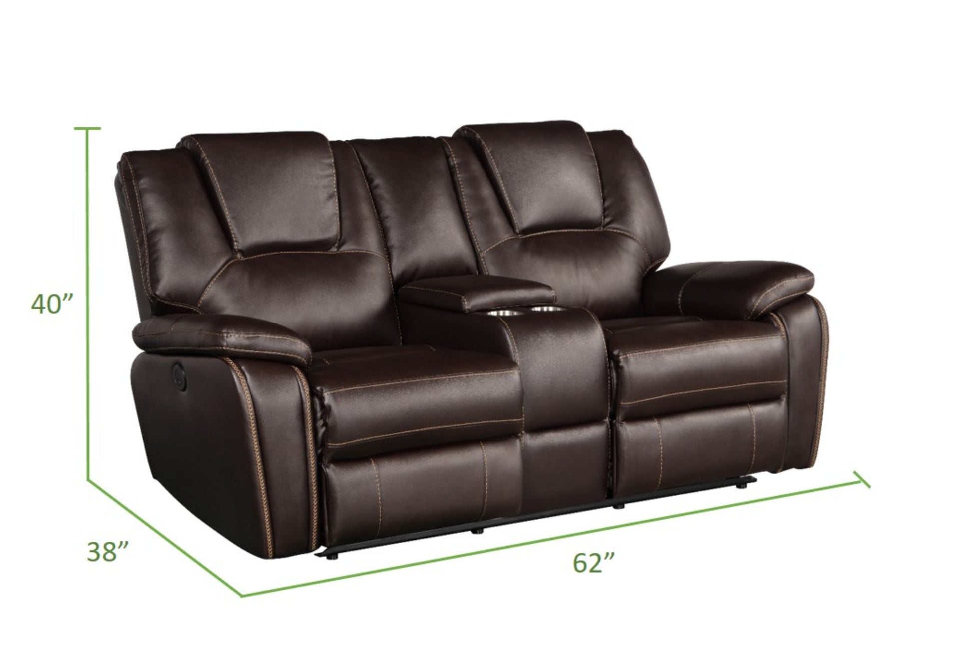 Hong Kong 2 Piece Power Reclining Sofa Set Made With Faux Leather In Brown Brown Faux Leather Metal Primary Living Space Medium Soft Cushion Back Contemporary,Modern Solid Wood Mdf Wood 5 Seat