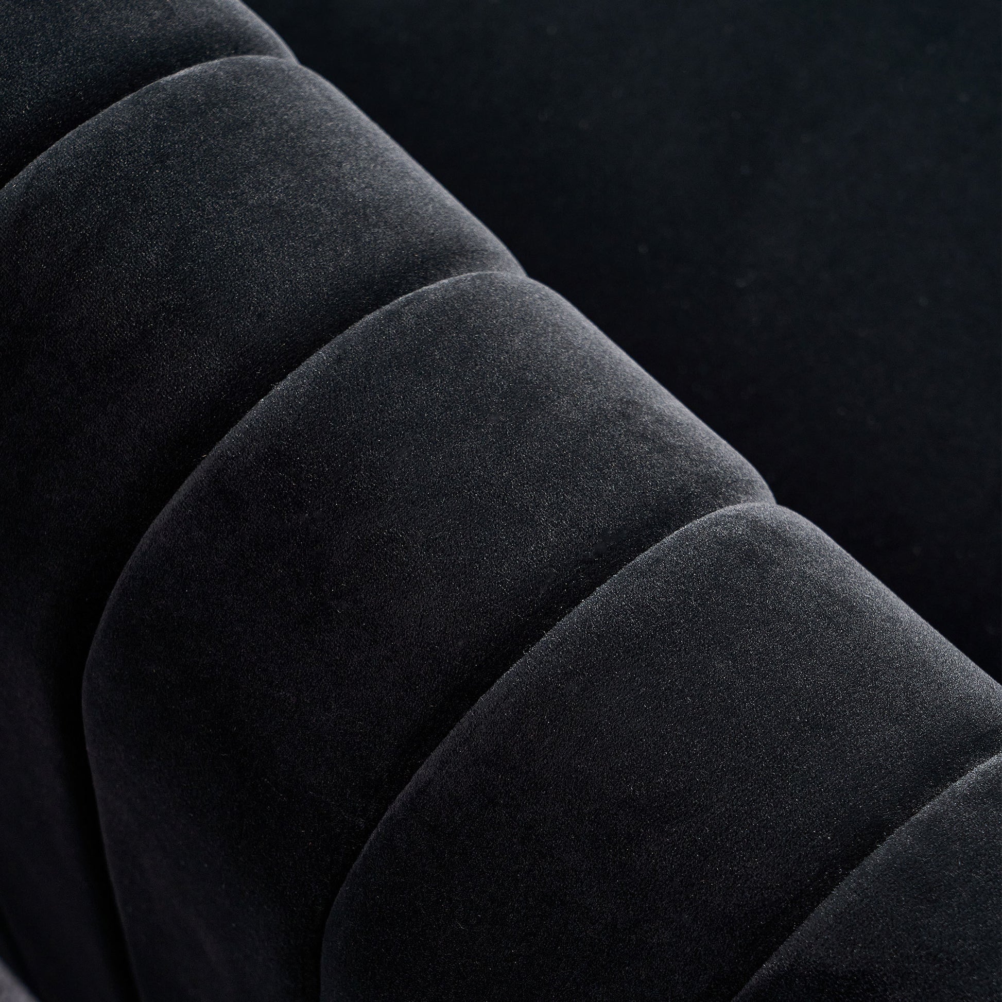 Contemporary Velvet Sofa Couch 84.25''W For Living Room, Black Black Velvet Wood Primary Living Space Tufted Back Modern Rolled Arms Foam Velvet 2 Seat