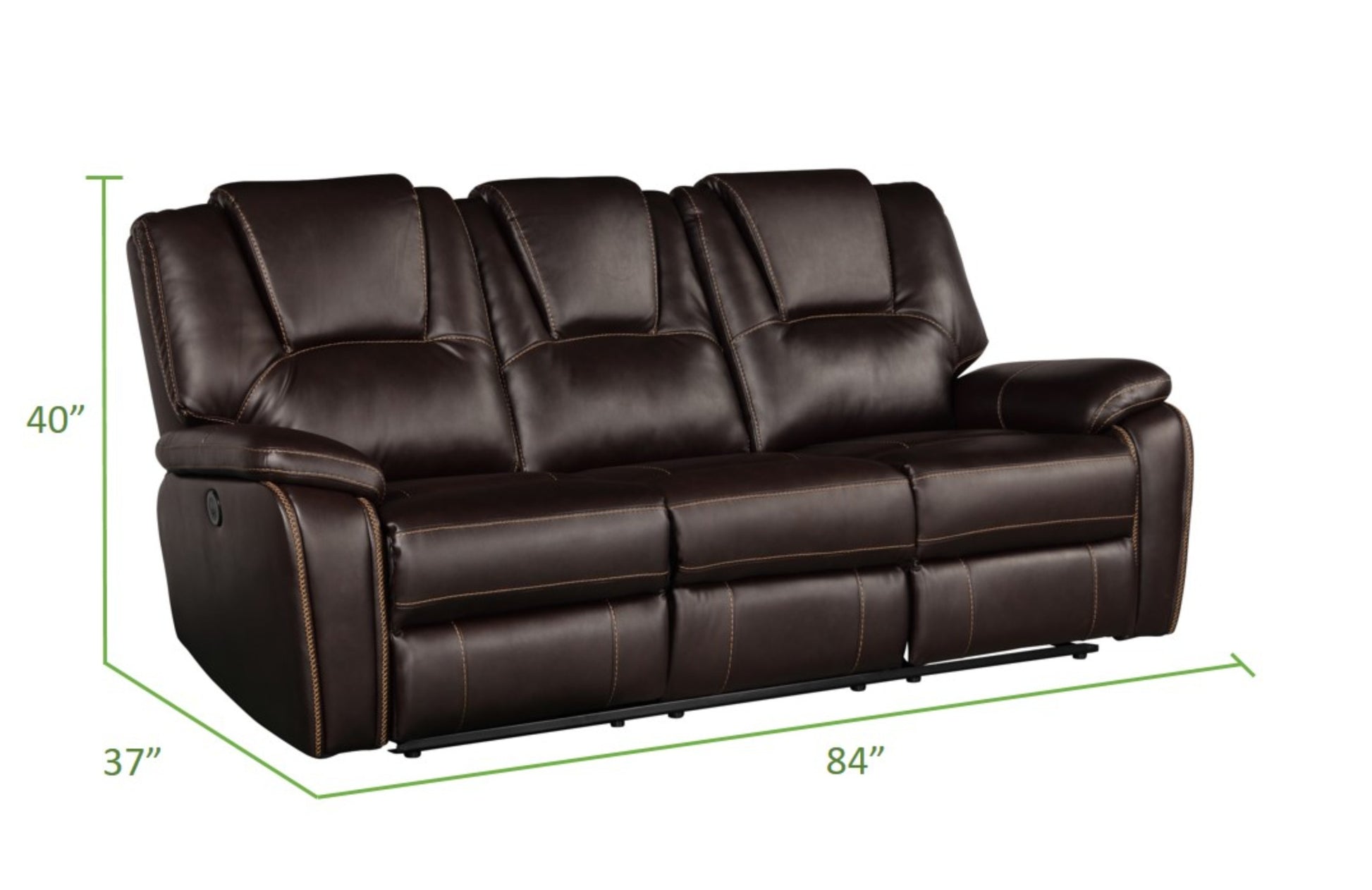 Hong Kong 3 Piece Power Reclining Sofa Set Made With Faux Leather In Brown Brown Faux Leather Metal Primary Living Space Medium Soft Contemporary,Modern Solid Wood Mdf Faux Leather 6 Seat