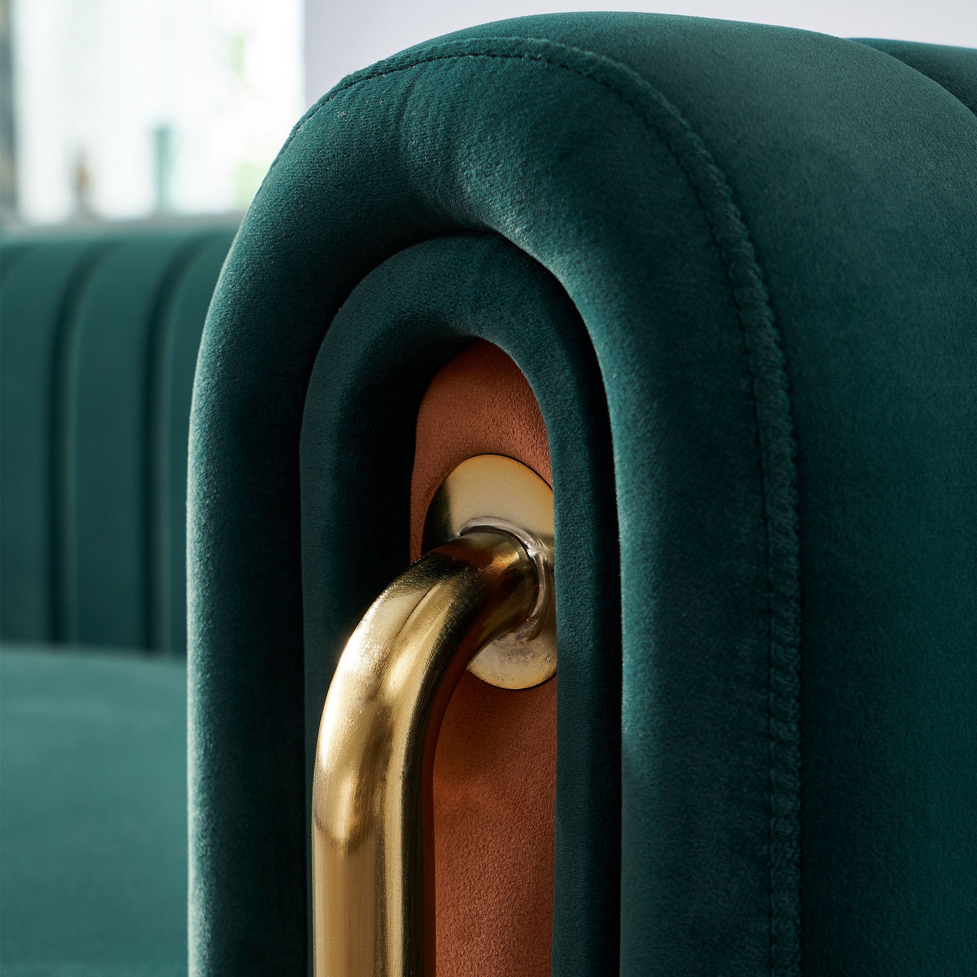Contemporary Velvet Sofa Couch 84.25''W For Living Room, Green Green Velvet Wood Primary Living Space Tufted Back Modern Rolled Arms Foam Velvet 2 Seat