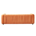Contemporary Velvet Sofa Couch 84.25''W For Living Room, Orange Orange Velvet Wood Primary Living Space Tufted Back Modern Rolled Arms Foam Velvet 2 Seat