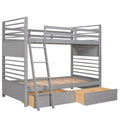 Twin Over Twin Wood Bunk Bed With Two Drawers Gray Gray Solid Wood