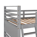 Twin Over Twin Wood Bunk Bed With Two Drawers Gray Gray Solid Wood