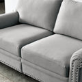 Linen Fabric Upholstery With Storage Loveseat Grey Grey Foam Fabric