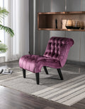 Coolmore Modern Velvet Armless Accent Living Room Chair Leisure Chair,Upholstered Fabric Button Comfortable Chair With Wooden Legs For Bedroom, Living Room, Office Purple Velvet Purple Foam Velvet