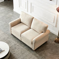 Linen Fabric Upholstery With Storage Loveseat Beige Beige Foam Fabric