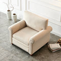 Living Room Sofa Single Seat Chair With Wood Leg Beige Fabric Beige Foam Fabric