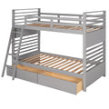 Twin Over Twin Wood Bunk Bed With Two Drawers Gray Gray Solid Wood