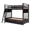 Twin Over Twin Wood Bunk Bed With Two Drawers Espresso Espresso Solid Wood