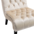 Coolmore Modern Velvet Armless Accent Living Room Chair Leisure Chair,Upholstered Fabric Button Comfortable Chair With Wooden Legs For Bedroom, Living Room, Office Beige Velvet Beige Foam Velvet