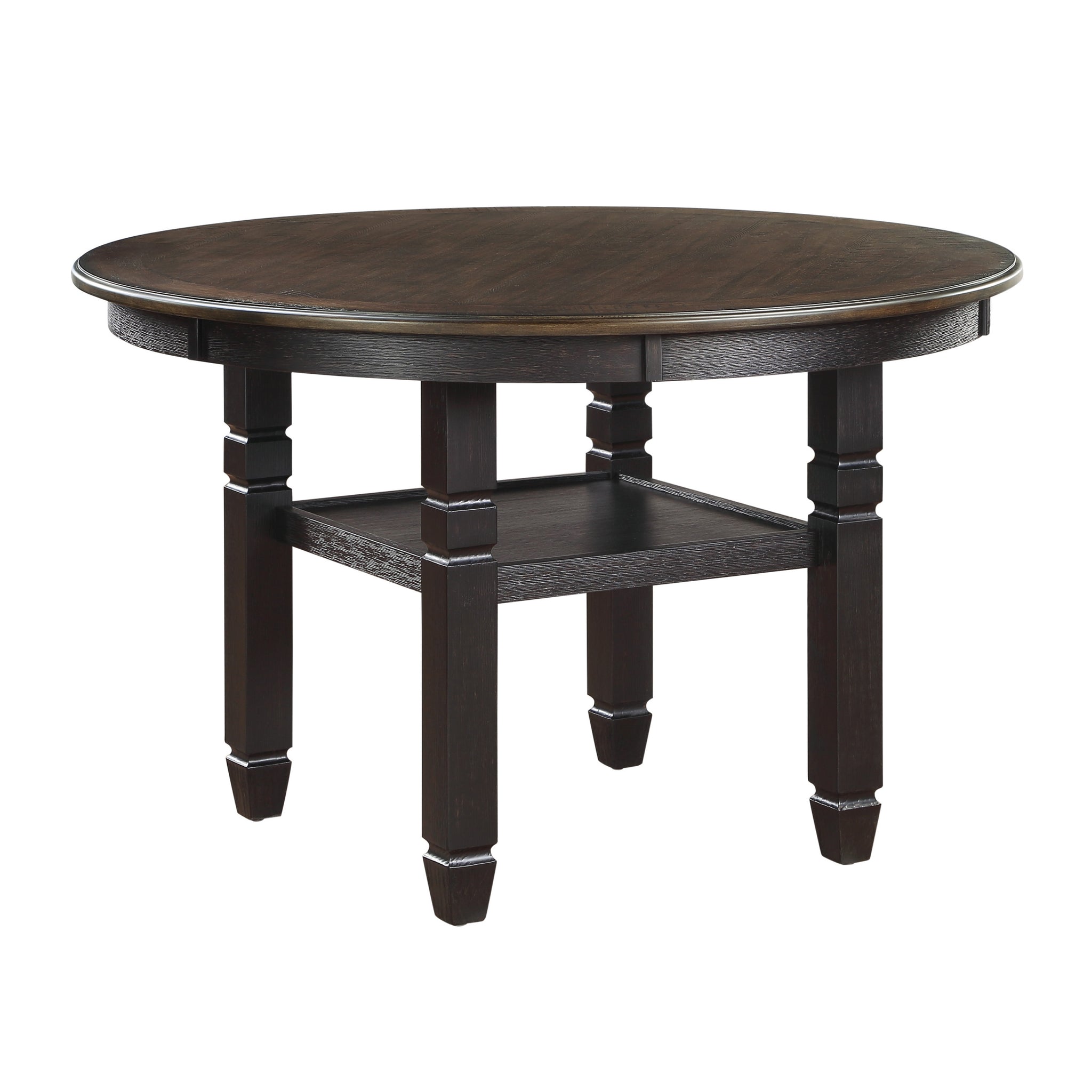 Brown And Black White Finish 1Pc Dining Table With Display Shelf Transitional Style Furniture Black Brown Dining Room Transitional Wood