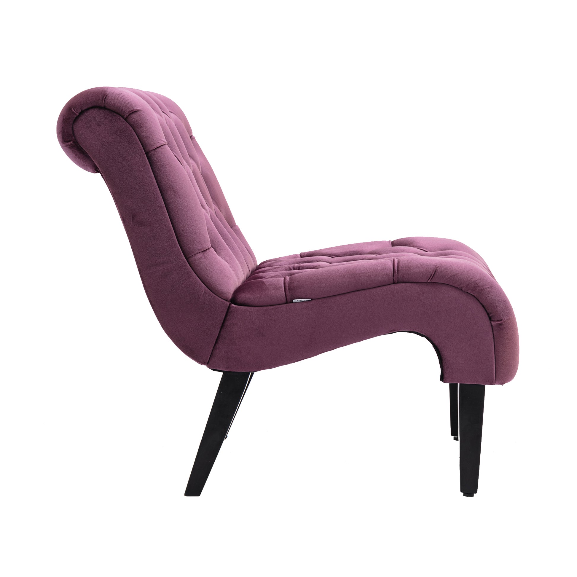 Coolmore Modern Velvet Armless Accent Living Room Chair Leisure Chair,Upholstered Fabric Button Comfortable Chair With Wooden Legs For Bedroom, Living Room, Office Purple Velvet Purple Foam Velvet