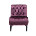 Coolmore Modern Velvet Armless Accent Living Room Chair Leisure Chair,Upholstered Fabric Button Comfortable Chair With Wooden Legs For Bedroom, Living Room, Office Purple Velvet Purple Foam Velvet