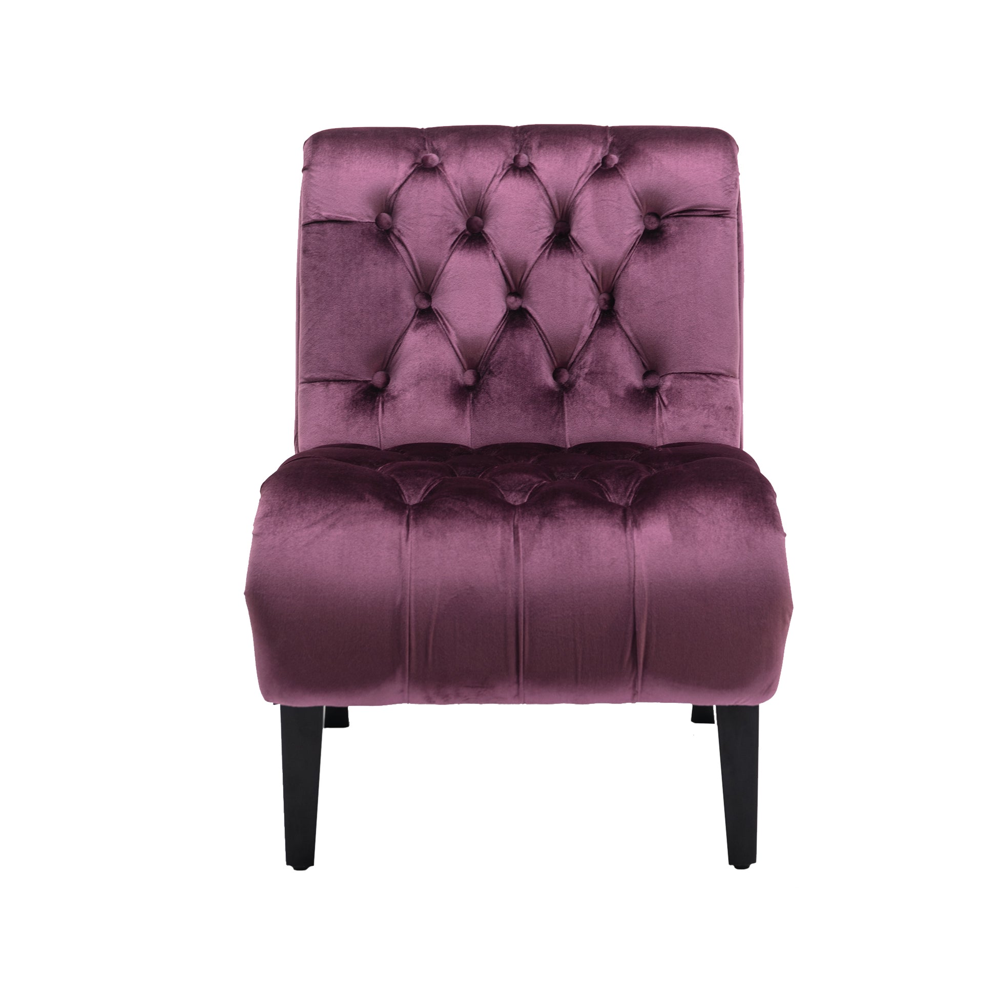 Coolmore Modern Velvet Armless Accent Living Room Chair Leisure Chair,Upholstered Fabric Button Comfortable Chair With Wooden Legs For Bedroom, Living Room, Office Purple Velvet Purple Foam Velvet