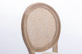 French Style Solid Wood Frame Antique Painting Linen Fabric Rattan Back Dining Chair,Set Of 2,Cream Cream Foam Solid Wood