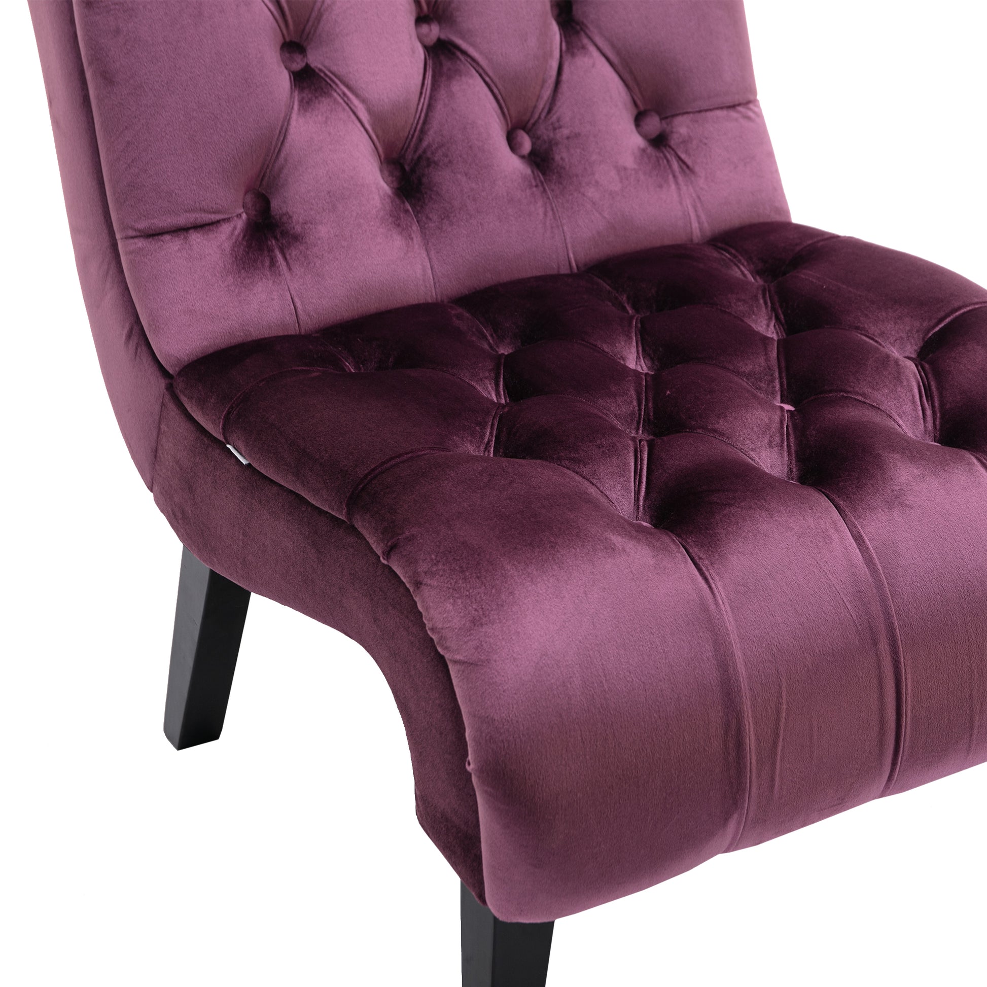 Coolmore Modern Velvet Armless Accent Living Room Chair Leisure Chair,Upholstered Fabric Button Comfortable Chair With Wooden Legs For Bedroom, Living Room, Office Purple Velvet Purple Foam Velvet