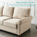 Linen Fabric Upholstery With Storage Sofa 2 3 Sectional Beige Beige Foam Fabric