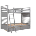 Twin Over Twin Wood Bunk Bed With Two Drawers Gray Gray Solid Wood