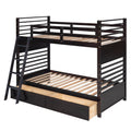 Twin Over Twin Wood Bunk Bed With Two Drawers Espresso Espresso Solid Wood