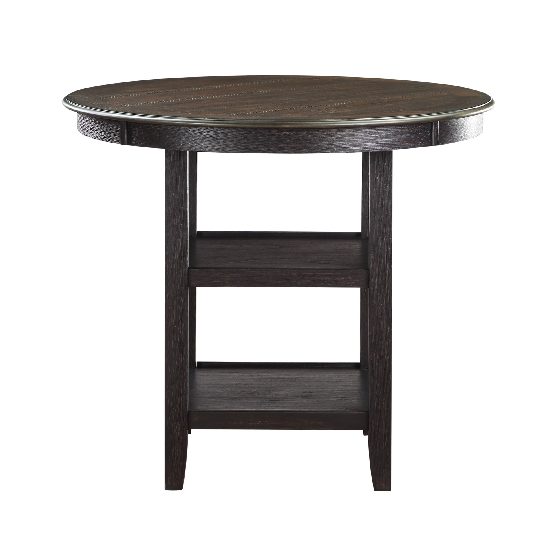 Brown And Black White Finish 1Pc Counter Height Table With 2X Display Shelves Transitional Style Furniture Black Brown Dining Room Transitional Wood