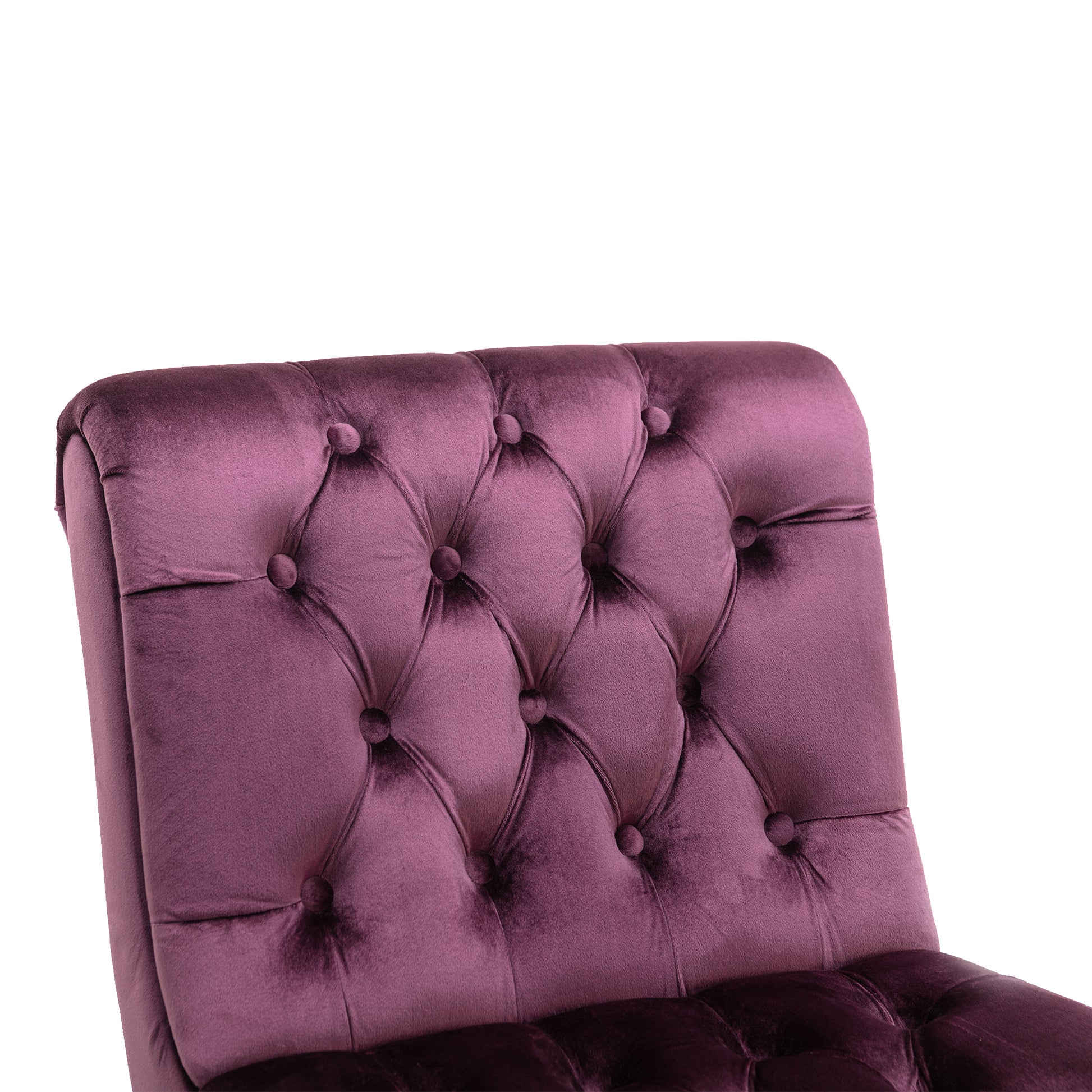 Coolmore Modern Velvet Armless Accent Living Room Chair Leisure Chair,Upholstered Fabric Button Comfortable Chair With Wooden Legs For Bedroom, Living Room, Office Purple Velvet Purple Foam Velvet