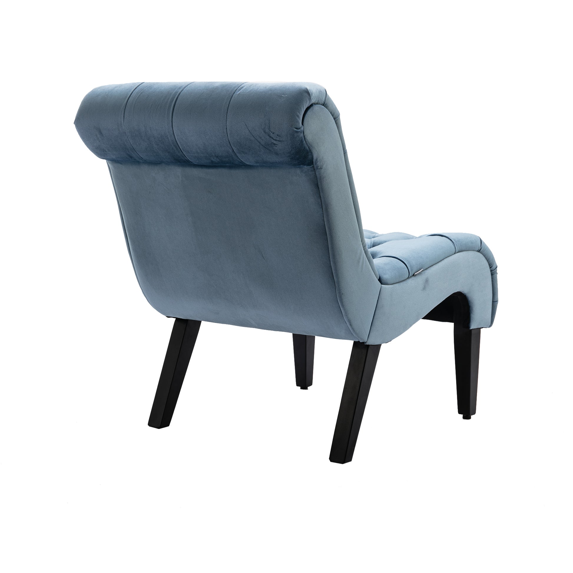 Coolmore Modern Velvet Armless Accent Living Room Chair Leisure Chair,Upholstered Fabric Button Comfortable Chair With Wooden Legs For Bedroom, Living Room, Office Light Blue Velvet Light Blue Foam Velvet