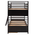 Twin Over Twin Wood Bunk Bed With Two Drawers Espresso Espresso Solid Wood