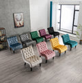 Coolmore Modern Velvet Armless Accent Living Room Chair Leisure Chair,Upholstered Fabric Button Comfortable Chair With Wooden Legs For Bedroom, Living Room, Office Light Blue Velvet Light Blue Foam Velvet