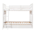 Twin Over Twin Wood Bunk Bed With Two Drawers White White Solid Wood