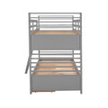 Twin Over Twin Wood Bunk Bed With Two Drawers Gray Gray Solid Wood